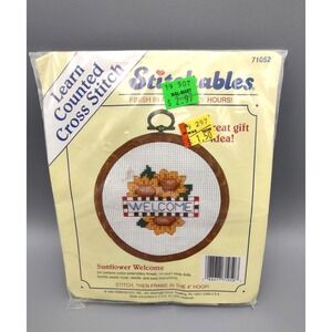 Stitchable CrossStitch Kit # 71052 Sunflower Welcome Embroidery Hoops New